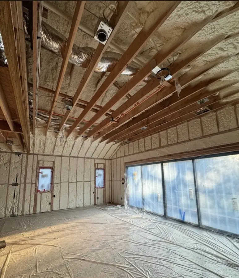 Interior walls and ceiling insulated with spray foam during new construction in Hartsville-Trousdale County